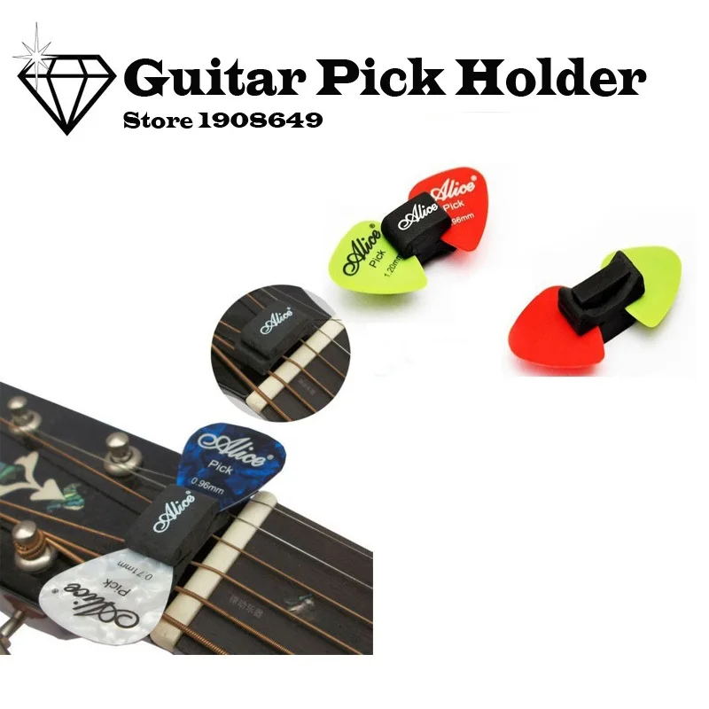 1pc New Guitar HeadStock Pick Holder Rubber +2 FREE Picks Alice Guitar