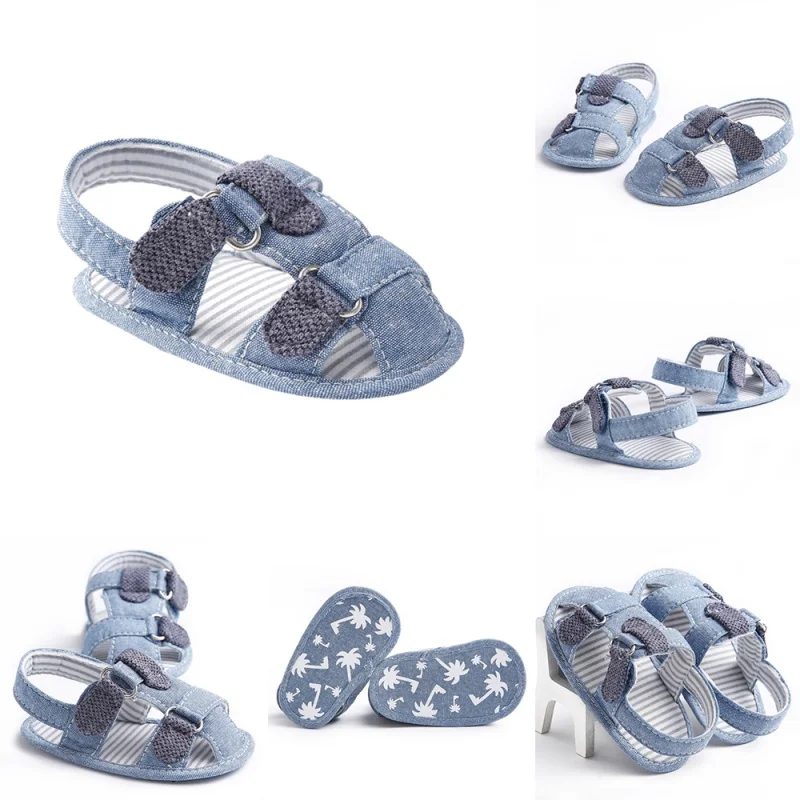 Летние детские сандалии; джинсовые синие Нескользящие сандалии на мягкой подошве для маленьких мальчиков; сандалии для младенцев; обувь для маленьких мальчиков