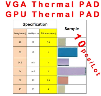 

10pcs/pack Thermal Pad VGA GPU Heatsink Cooling Conductive Silicone Pad