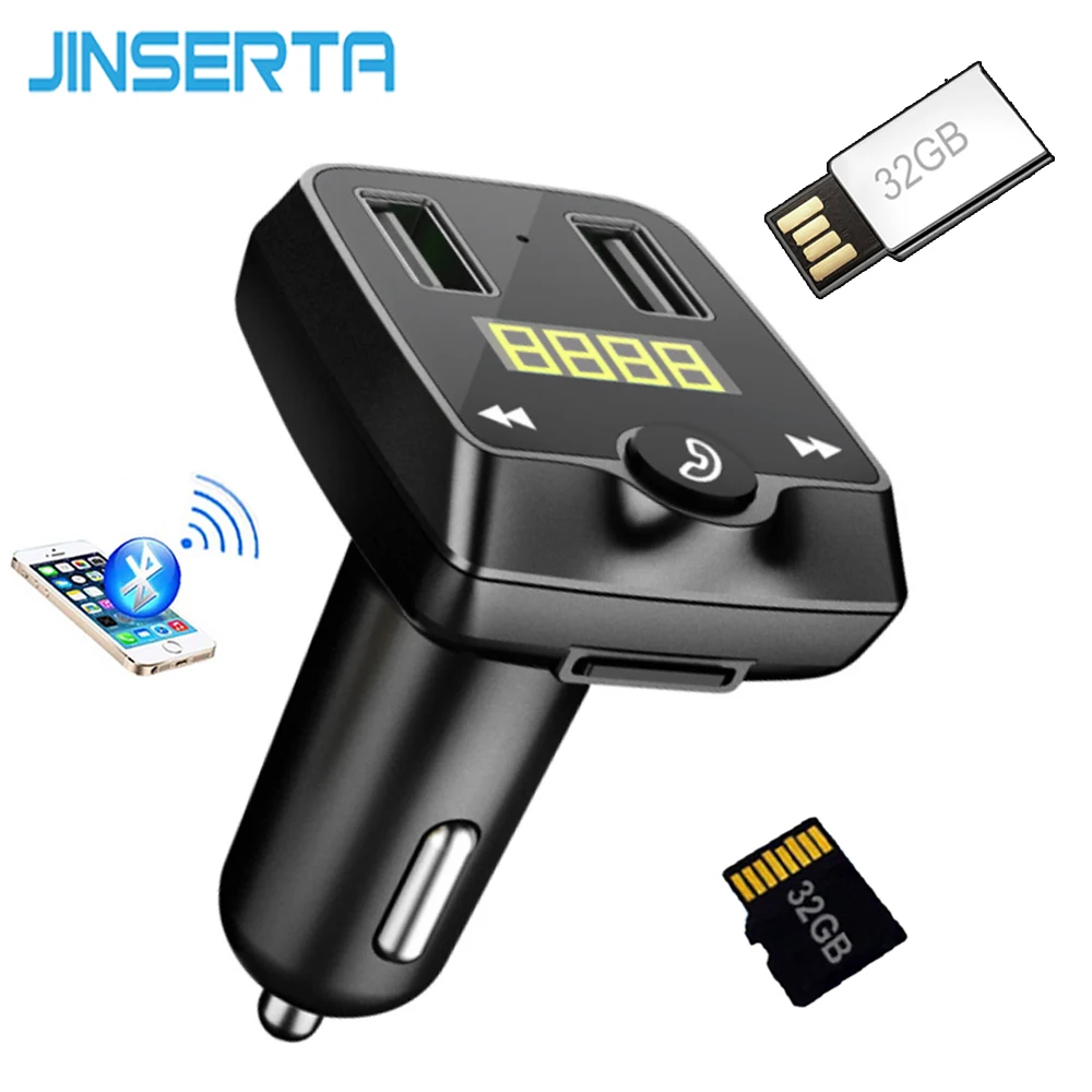 JINSERTA громкой связи Bluetooth fm передатчик Dual USB Порты и разъёмы Беспроводной Car Audio Mp3