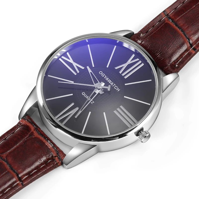 Часы наручные мужские с кожаным ремешком креативные Роскошные модные кварцевые