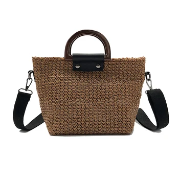 

2018 Fashion Women Handmade Beach Shoulder Bag Bali Straw Tote Bags Summer Woven Rattan Handbags Women Messenger Crossbody Bags