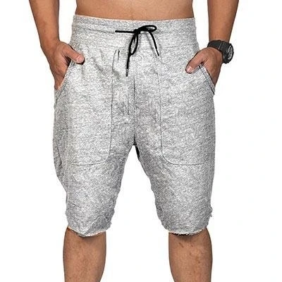Men's Jersey Drawstring Shorts with Pockets Gray Black