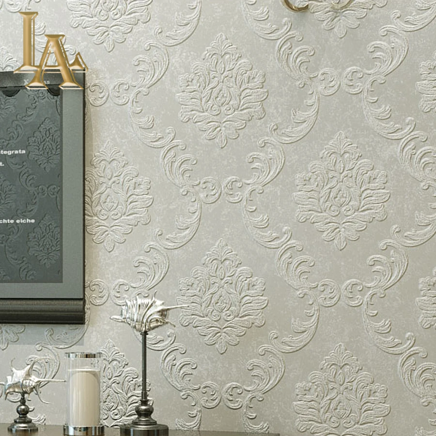 European Simple Luxury Beige Grey 3D Damask Wallpaper Living room Bedroom Modern Design Nonwoven Wall papers Home decor European Simple Luxury Beige Grey 3D Damask Wallpaper Living room Bedroom Modern Design Nonwoven Wall papers Home decor