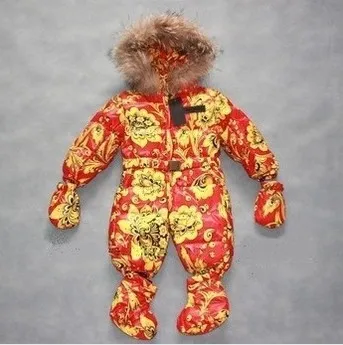 2014 new winter Russia style baby brand classic fancy down romper kids newborn thermal one pieces