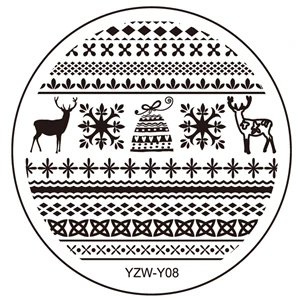 YZW-Y перья год снежинки штамповочная пластина с изображениями для нейл-арта 5,6 см из нержавеющей стали шаблон для полировки маникюра трафарет Инструменты - Цвет: Y08