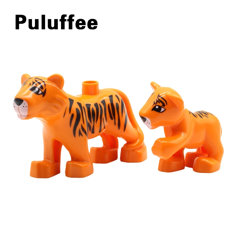 

2Pcs Zoo Animal Building Blocks Big Particle Compatible with Duplo Tiger Bricks set DIY Educational Toys Brinquedos