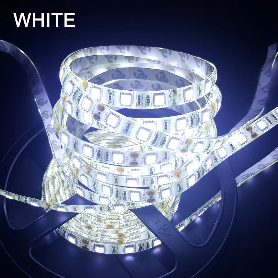 Светодиодная лента DC12V 2835 5050 SMD 5 м/лот 60 светодиодов/м ip65 водонепроницаемый теплый
