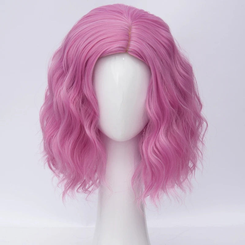 

35cm Short Magenta Curly Celebrity Lolita Party Cosplay Wig+Wig Cap Heat Resistant