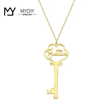 

Custom Name Key Necklaces & Pendants Statement Gold Necklace for Women And Man High Quality 925 Sterling Silver Jewelry