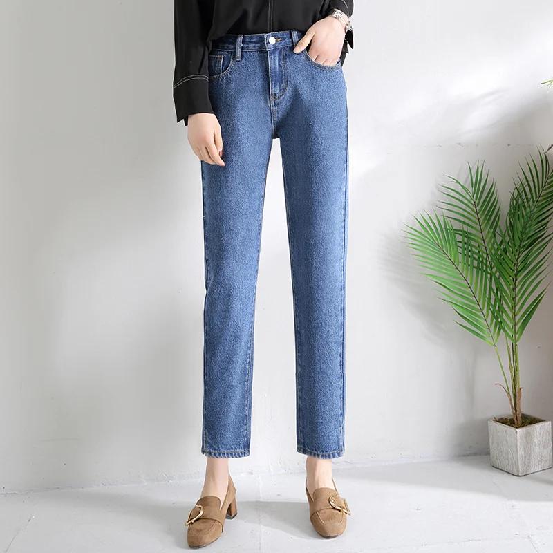 2018 autumn wide legged jeans female han edition straight