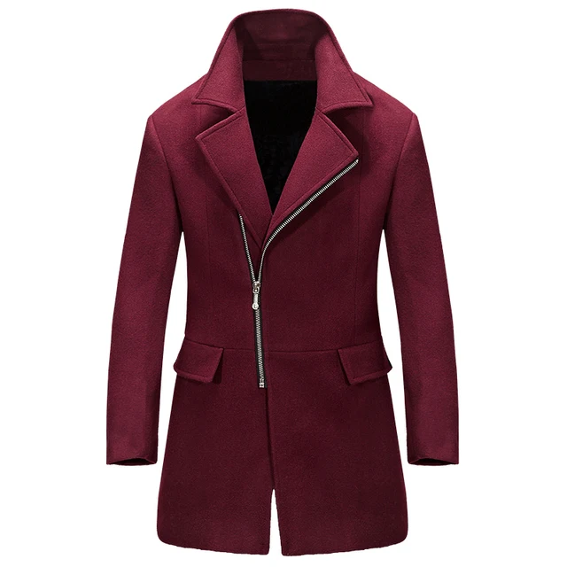 2017 New Design Men's Wool Coat Winter Long Thick Woolen Coat Men