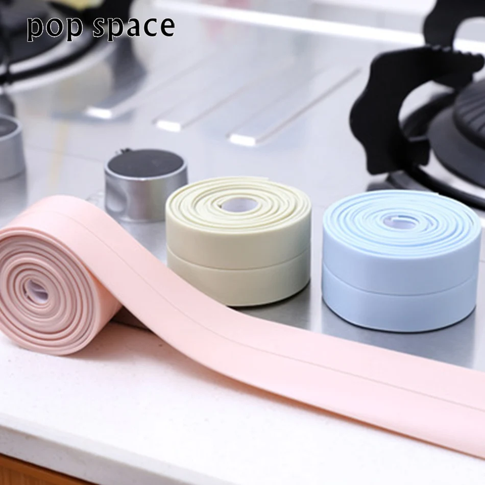 3cmX2.55m Self Adhesive Waterproof Mildew Anti-moisture Tape Wall Corner Stickers PVC Sticker Kitchen Accessories |