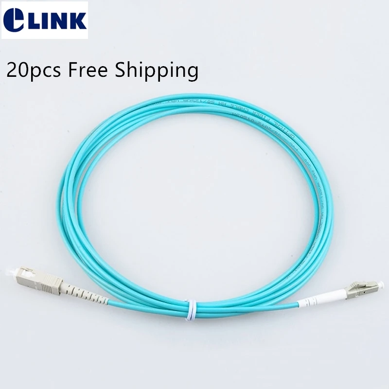 20PCS LC TO SC fiber patchcord Simplex OM3 Multimode 2.0mm PVC cable 1 2 3 5 7 10 Meter optical fibre jumper free shipping ELINK