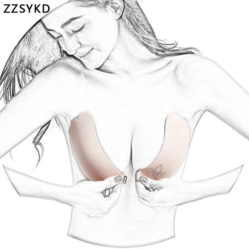 

Bras For Women Strapless Self Adhesive Seamless Sexy Front Button Bralette Invisible Push Up Silicon Sticky Backless Women Bra