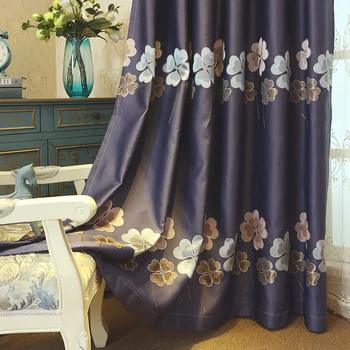 

Luxury Embroidered Clover Curtains For living Room Bedroom Window Treatment Rustic High Precision Jacquard Curtains Shade Drapes