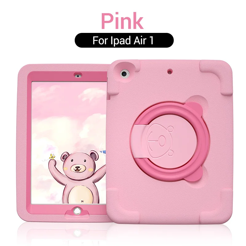 PZOZ For iPad case 9.7 Air 12 mini 1 2 3 4 5 6 Shockproof Safe EVA case Soft Non-toxic children for iPad Holder case - Color: Air 1 Pink