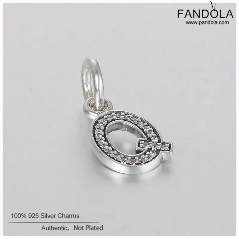 

Letter Q Pendant Charms Fits Brand Bracelet Necklace Charm Bead 925 Sterling Silver Jewelry Clear CZ Fits DIY Women Bracelets