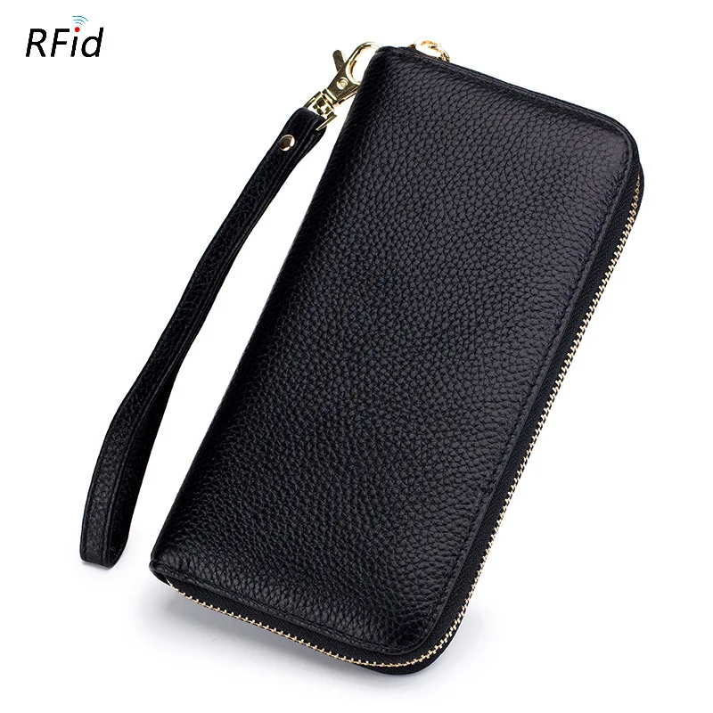 2019 New Hot Sale Women Rfid Wallets Female Genuine Leather Purses Ladies Long Zipper Purse ...