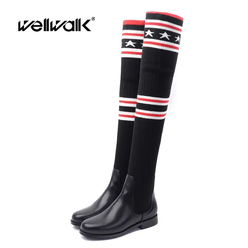 

Boots Female Winter Shoes Black High Boots For Women Over The Knee Sock Booties 2018 Women Block Heel