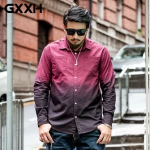 GXXH брендовая мужская Осенняя рубашка большого размера, новая хлопковая рубашка с длинными рукавами, рубашка с градиентом, мужская рубашка, XXL, 5XL, 7XL
