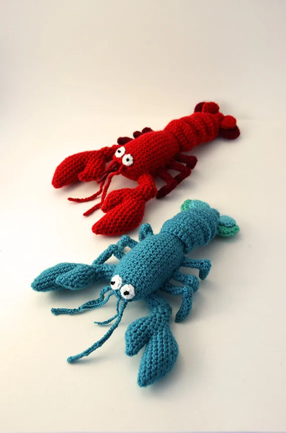 Frutos do Mar Animais do Mar Crochê Lagosta Amigurumi Chocalho Oceano 2 Brinquedos e hobbies