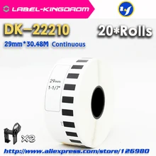 20 сменных Рулонов Совместимый DK-22210 этикеткой 29 мм* 30,48 м Непрерывная Совместимость для устройство для печатания этикеток белая бумага DK22210 DK2210