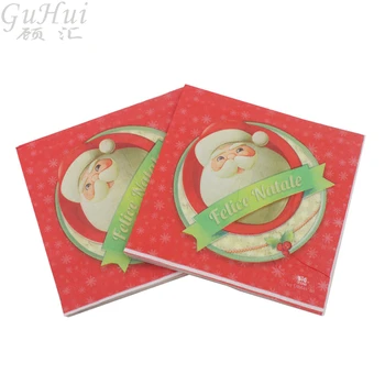 

100Pcs 33cmX33cm Christmas Ornament Tissue Disposable Paper Napkin Santa Claus Head Home New Year Party Restaurant Table Decor