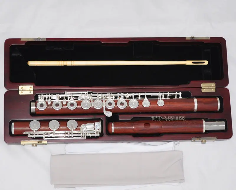 Профессиональный палисандр флейта, открытые отверстия, встроенный G, E механизм, B footjoint