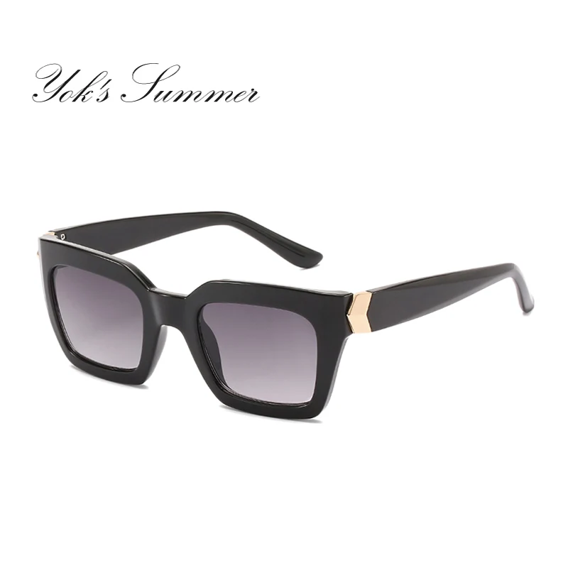 YOK'S винтажные Квадратные Солнцезащитные очки для женщин и мужчин бренд UV400 покрытие тени очки модная леопардовая пластиковая оправа для очков Oculos HN1262 - Цвет линз: C1 Black Gray