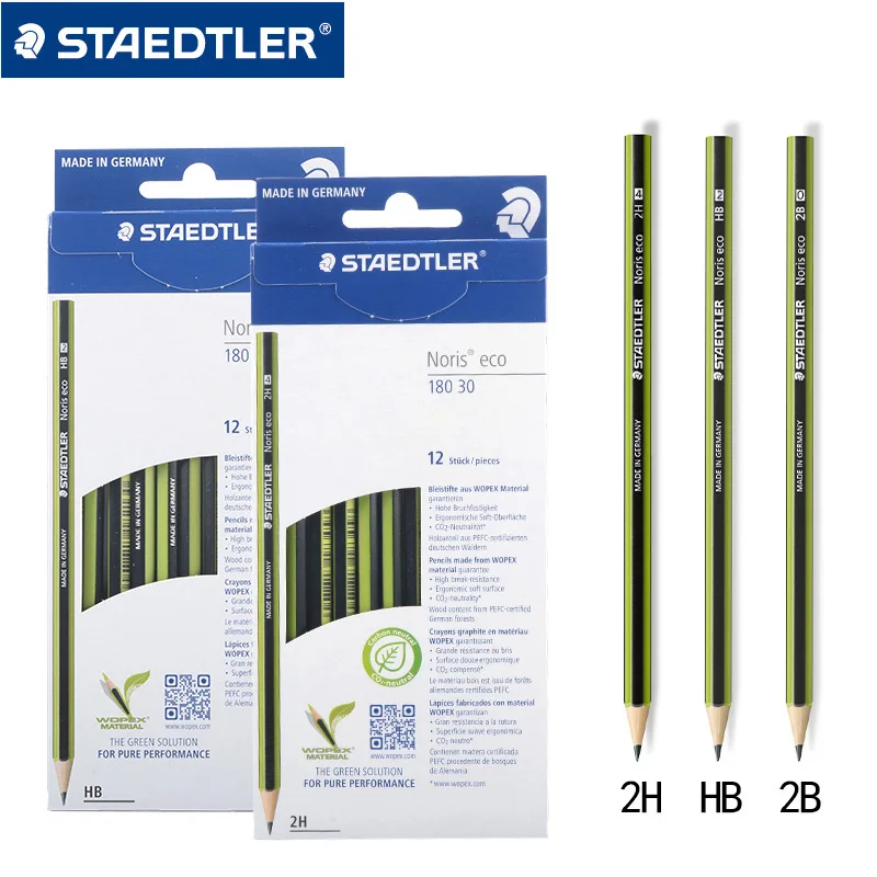 Фотокарандаш для начальной школы 12 ручек в коробке STAEDTLER 180HB 2H/2B/HB Шестигранный