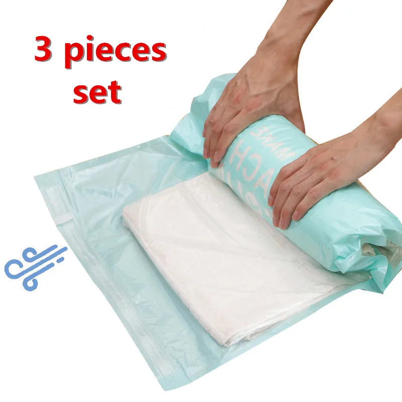 ORZ 3 PCS Travel Clothes Vacuum Compressed Bag Space Saver Storage Bags Travel Accessories Luggage Compression Packing Sacks