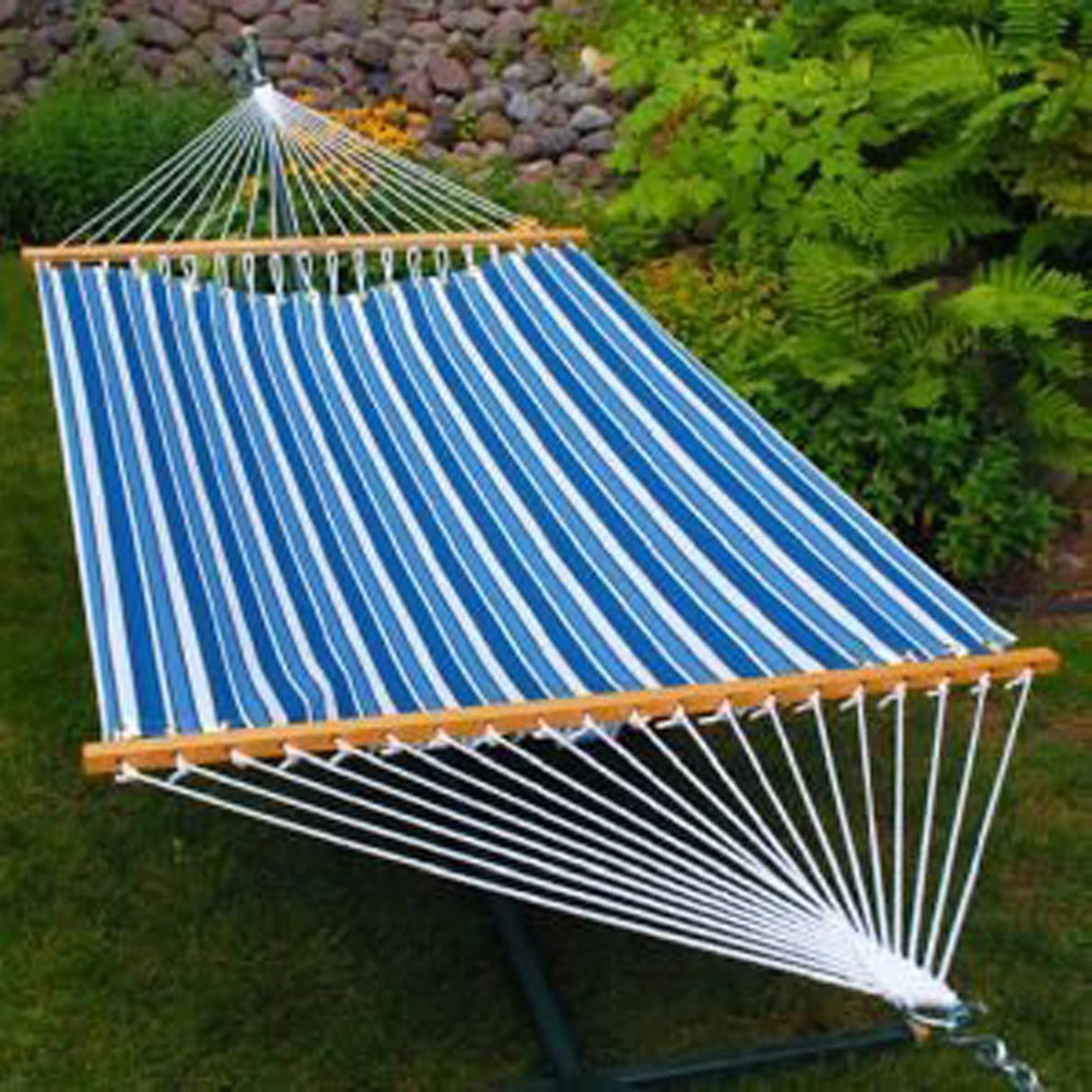 Tropical Palm Stripe Blue 11' Fabric hammock by Alogma