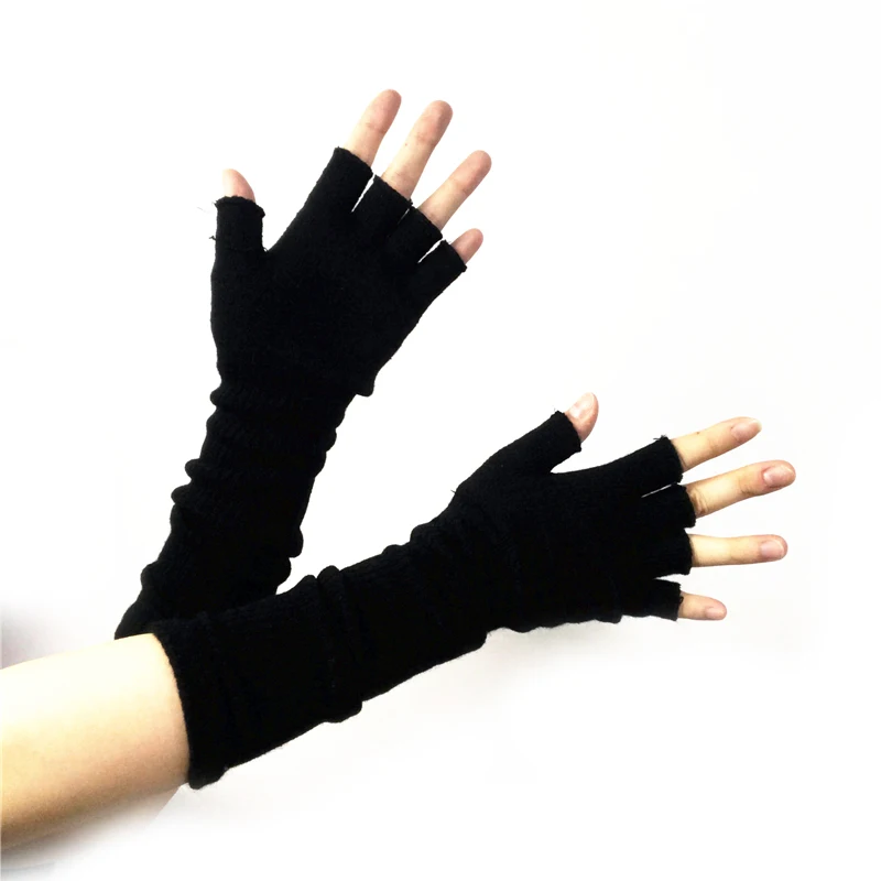 

Winter Knit Arm Sleeve Handsome Street Fashion Items Black Long Gloves Unisex Adult Warmers Women Cosplay Hand Warmer Gloves