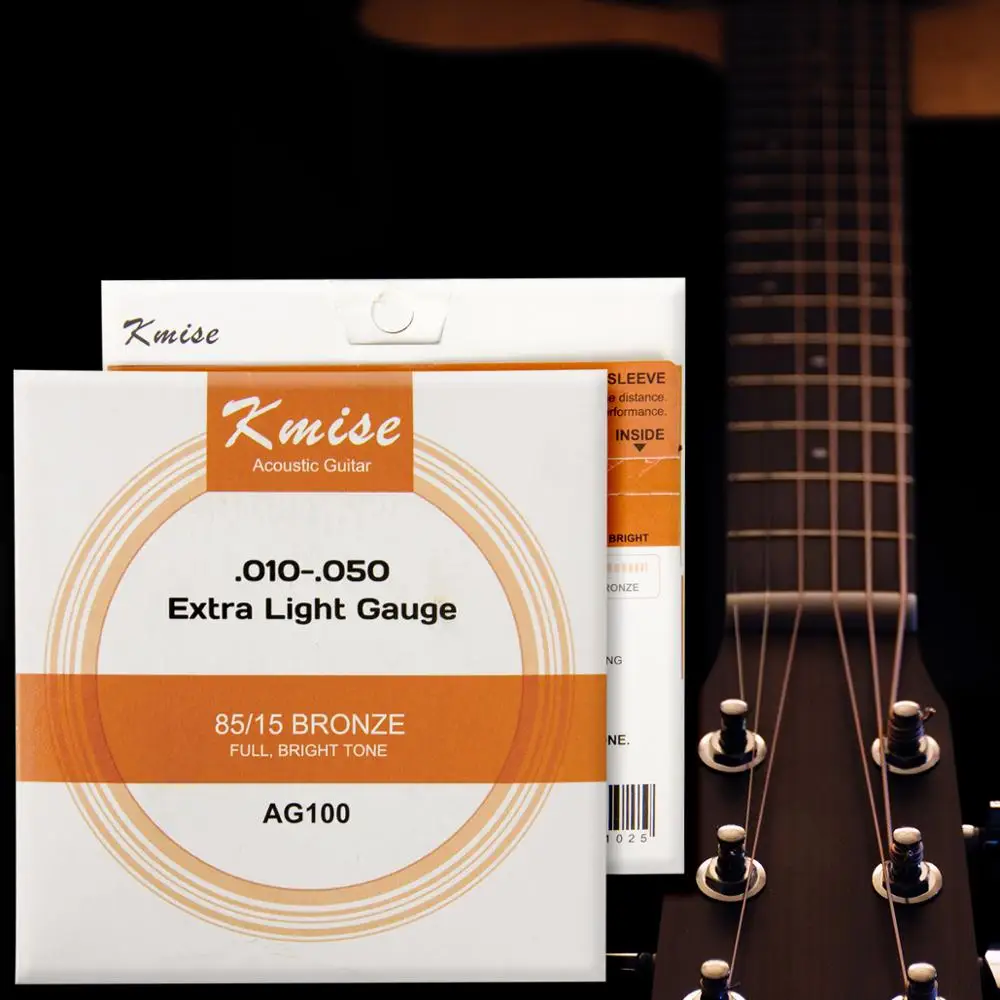 

Kmise Acoustic Guitar Strings Phosphor Bronze Ball End Extra / Medium / Light Gauge for Beginner Practice