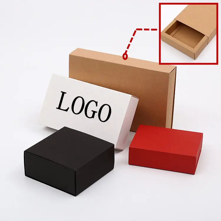 10sizes 3colors Luxury black kraft paper sliding box ...