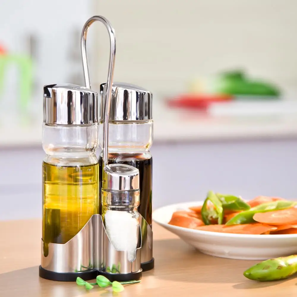 Clear Glass Olive Oil Vinegar Salt Pepper Set/Oil Vinegar Dispenser