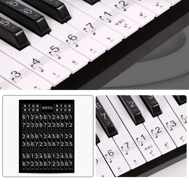 Фортепианная наклейка прозрачный пианино клавишные Стикеры 54/61/88 электронный ключ клавиатура 88 клавиши пианино предотвратить Примечание Стикеры для клавиши пианино