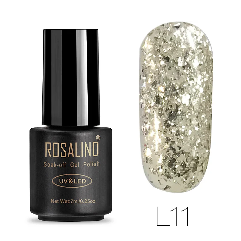 ROSALIND 7 мл Гель-лак для ногтей алмазный блестящий гель W01-29 Гель-лак для ногтей Дизайн ногтей УФ и светодиодный замачивающийся блеск маникюрные ногти - Цвет: L11