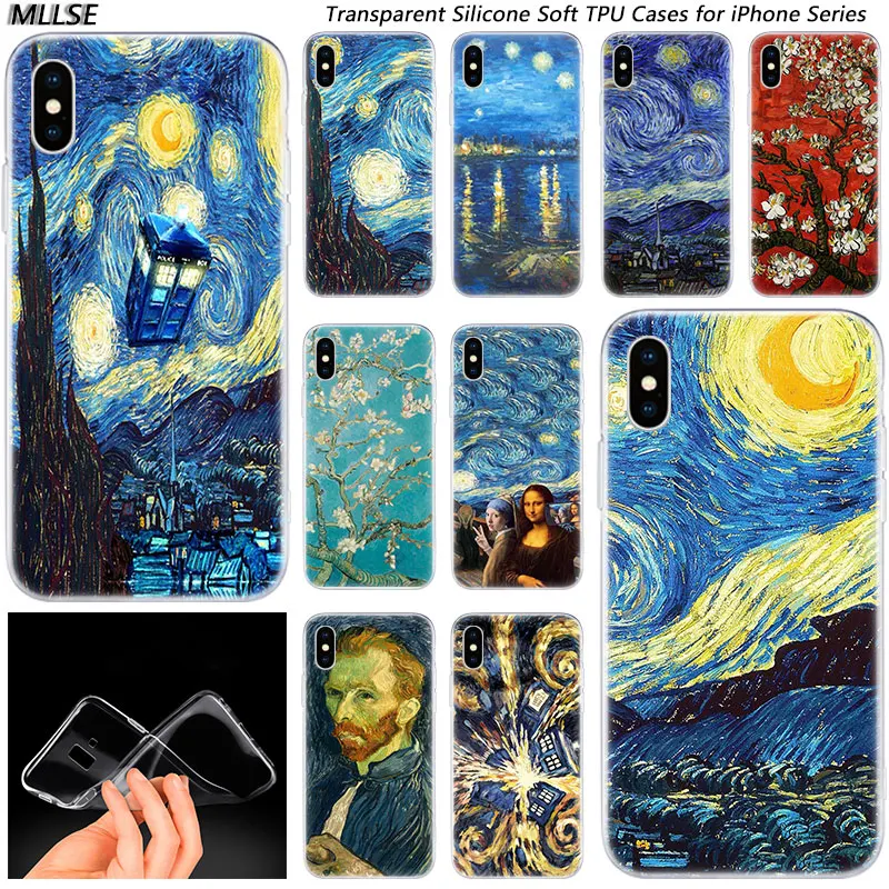 Hot Van Gogh Tardis Fashion Silicone Case Cover for Apple iPhones 11 Pro XS Max X XR 7 8 6 6s Plus 5S SE TPU Soft Phone Cases | Мобильные