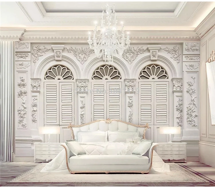 Custom Mural Wallpaper 3D Simple White European Style Relief Photo Wall Paper Living Room Bedroom Luxury Decor Papel De Parede