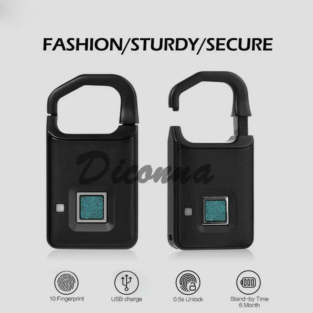 

Portable Smart Fingerprint Padlock Keyless Door Lock Waterproof Anti-theft USB Charge