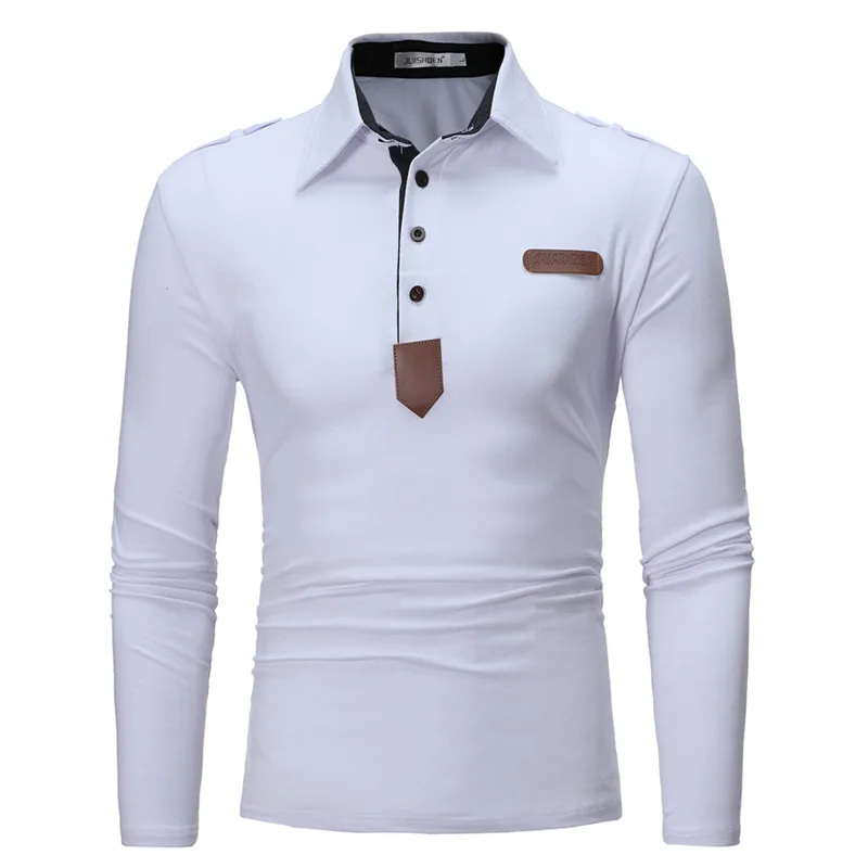  Men Polo Shirt Autumn winter Long Sleeve Polos Shirt Mens Pure color Cotton Fashion Brand Casual Sh
