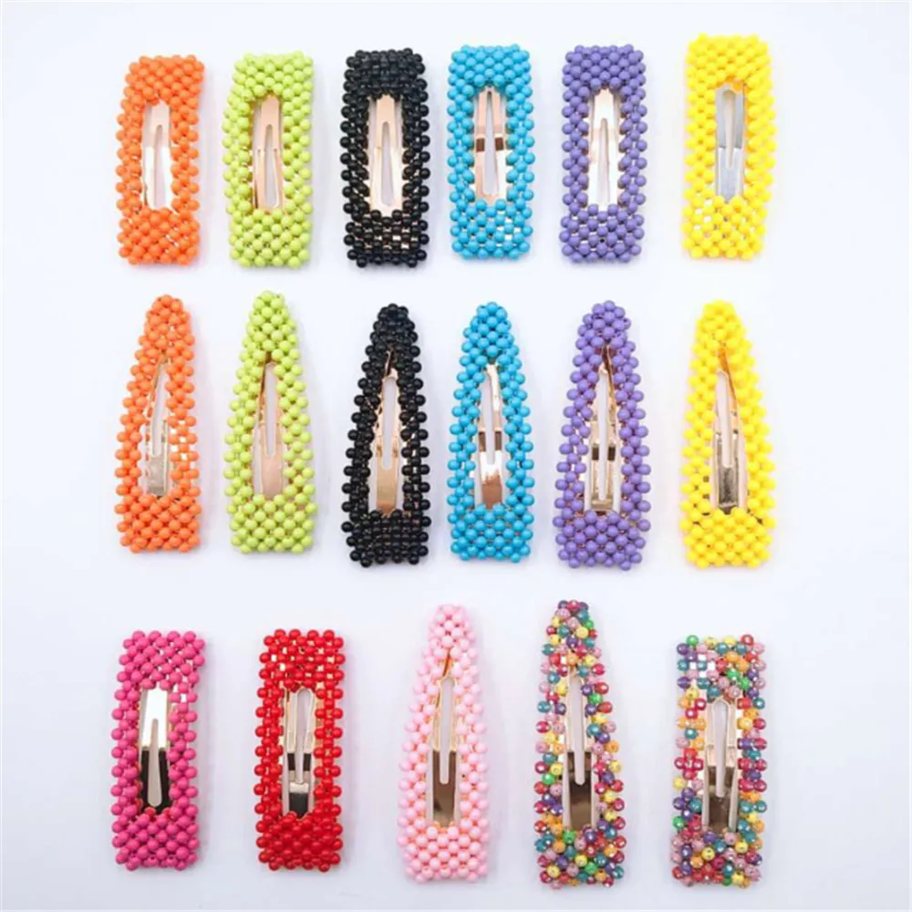 

1 PC Korea Fluorescent Color Frosted Beads Fairy BB Clip Student Girl Simple Cute Beading Beautiful Hairpins Hair Accessories