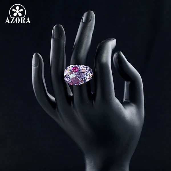 Золотистое кольцо с австрийским кристаллом Stellux TR0032|austrian crystal rings|crystal ringgold color |