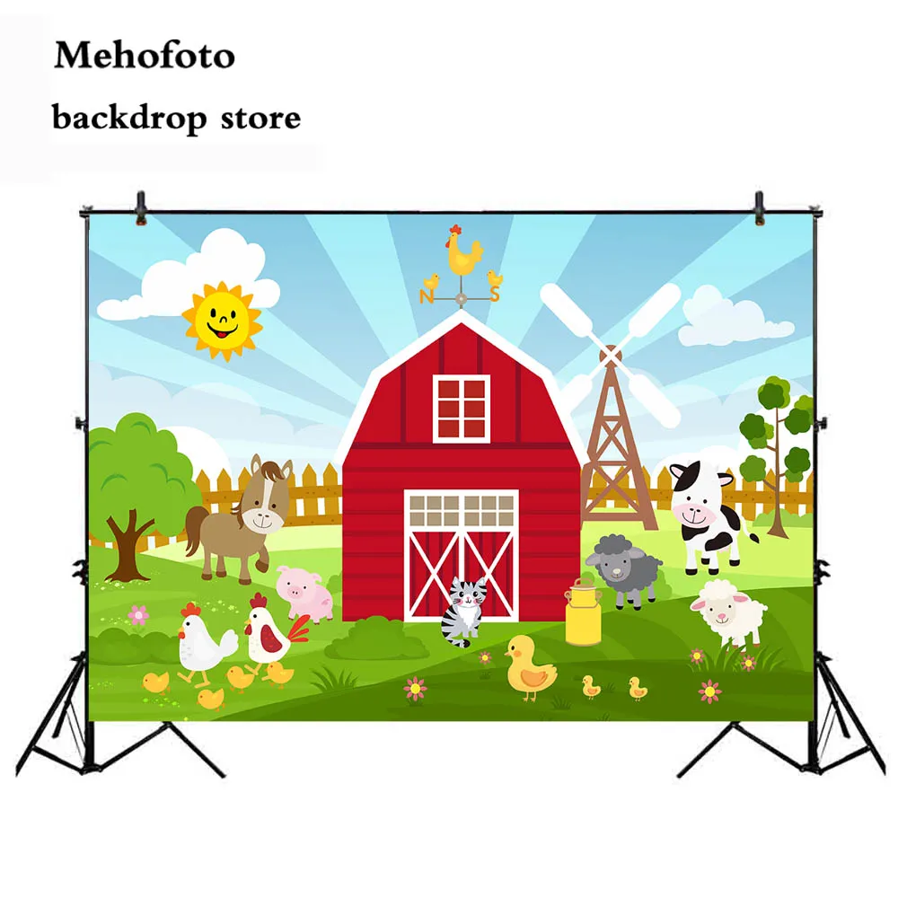 

Mehofoto Farm Warehouse Photography Backdrop Cartoon Birthday Party Decoration Sheep Chicken Photo Background Studio Props 244