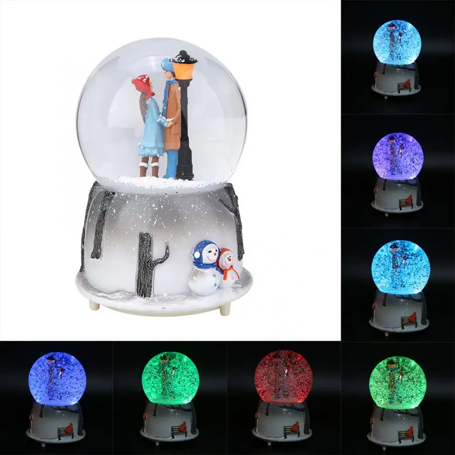 

16cm Glass Ball Music Boxes Novelty Night Light Musical Snow Globe Music Box Ornament Gift for Christmas Valentine's Day