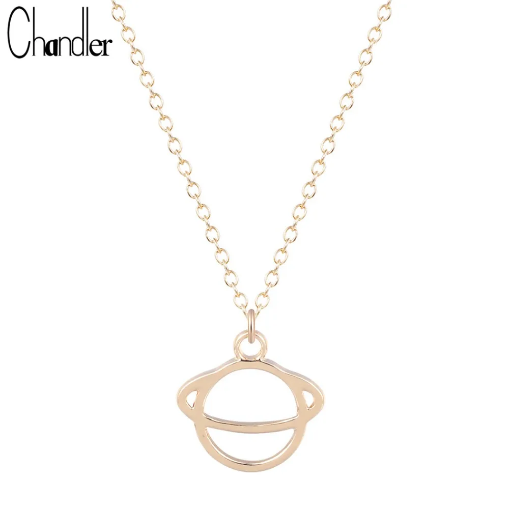 

Chandler Silver Gold Color Plated Saturn Universe Necklace & Pendant For Women Star Shape Big Power Statement Metallic Accessory