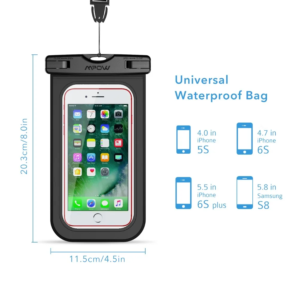 3pcs Mpow IPX8 Waterproof Bags Swimming Case Universal Smartphone Pouch 19