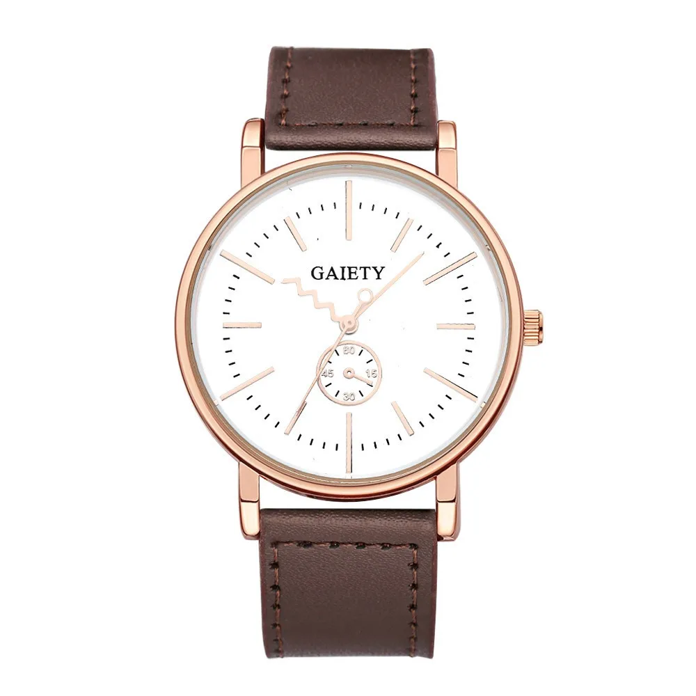 

2019 New Men's Leather Watch Simple Scale & Home Chute White Alloy Dial Casual Quartz Wrist Watch #G036 horloges mannen a65